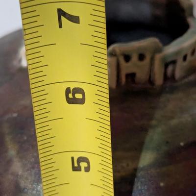Signed Jeremy Diller Raku Art Pottery Vase Southwestern Copper Iridescent 6 1/2" x 6 1/2"