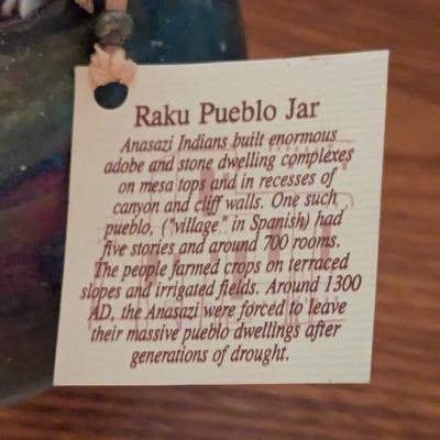 Signed Jeremy Diller Raku Art Pottery Vase Southwestern Copper Iridescent 6 1/2" x 6 1/2"