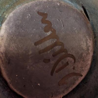Signed Jeremy Diller Raku Art Pottery Vase Southwestern Copper Iridescent 6 1/2" x 6 1/2"