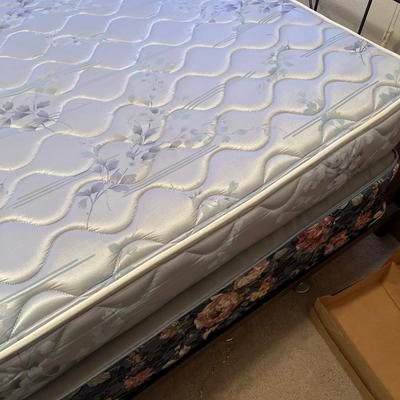 Queen canopy bed with mattress and box spring