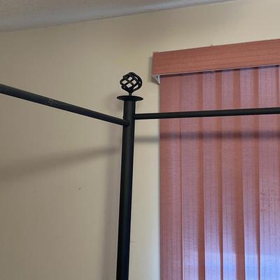 Queen canopy bed with mattress and box spring