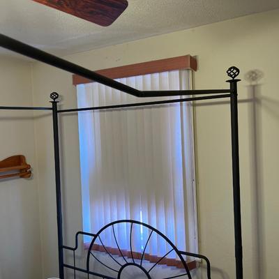 Queen canopy bed with mattress and box spring