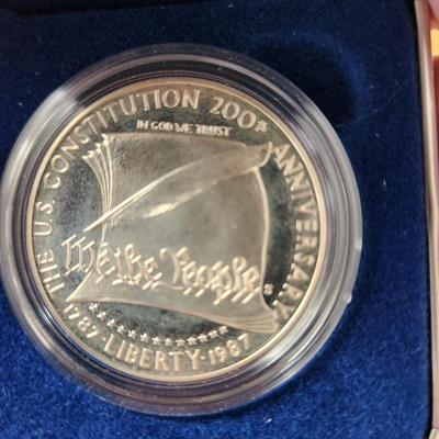 U.S. Mint 1993 Bill of Rights Silver Coins & 1987 Silver Dollar Constitution Coin OGP & COA