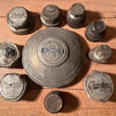 Vintage automotive grease cup hub caps