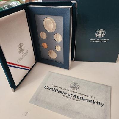 U.S. Mint 1990 Prestige Set Eisenhower Silver Dollar OGP & COA