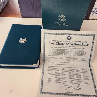 U.S. Mint 1990 Prestige Set Eisenhower Silver Dollar OGP & COA