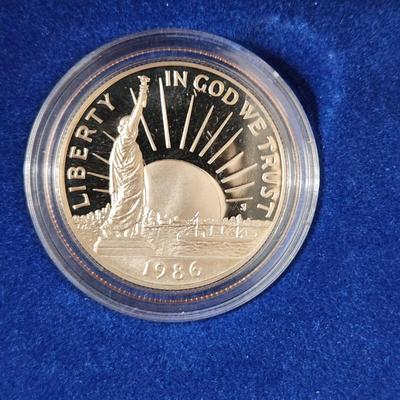 1986 U.S. Mint Liberty Coins Silver Dollar and Half Dollar Ellis Island