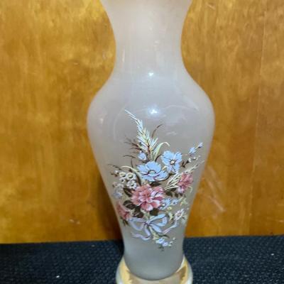 Viking frosted satin floral glass vase