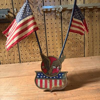 Antique metal car flag holder
