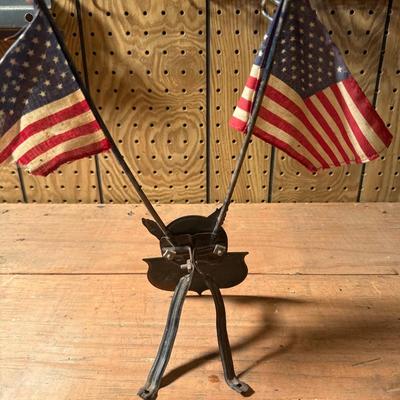 Antique metal car flag holder