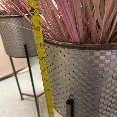 Two decorative floral plant stands