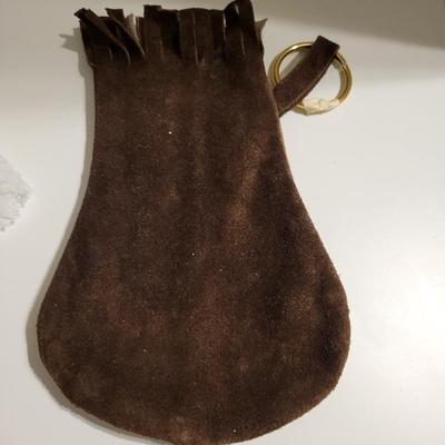 CAT'S EYE MARBLES WITH A LEATHER POUCH