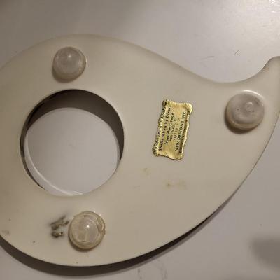 MID-CENTURY ACRYLIC WHALE AND LETTER HOLDER PLUS LUCITE ABALONE TRIVET