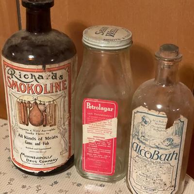3 vintage household product bottles
