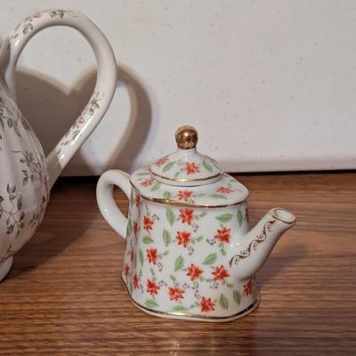 Vintage China Arthur Wood & Son England Tea Pot Mini Green Oriental Hand Painted Dragonware Tea Pot