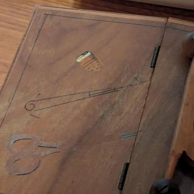Vintage Italian Wood Table Top Sewing Box Made By Italco
