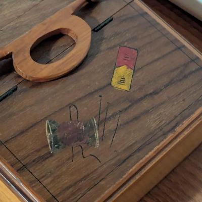 Vintage Italian Wood Table Top Sewing Box Made By Italco