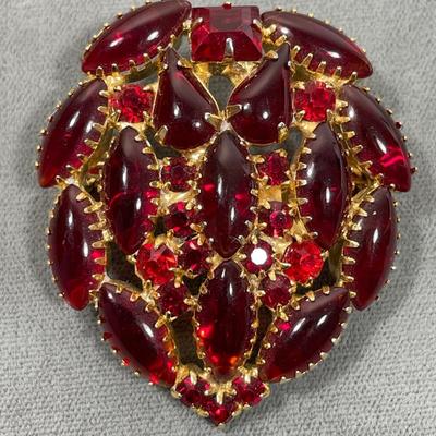 Vintage Red Rhinestone Pin