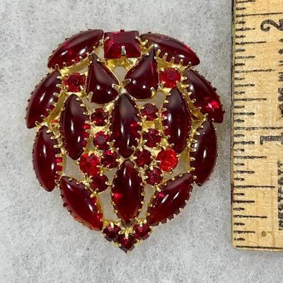 Vintage Red Rhinestone Pin
