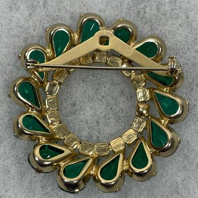Vintage Green Rhinestone Pin