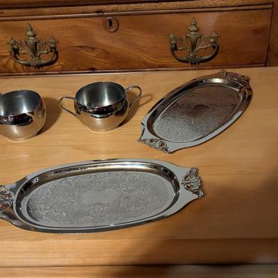 Stainless Silver Serving Dishes & MMA Coffee Pot