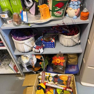 Four shelves of decor