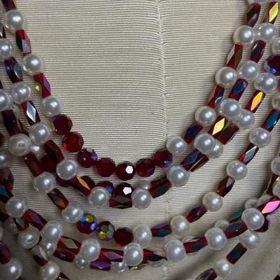 Vintage Richelieu Red glass beaded Necklace