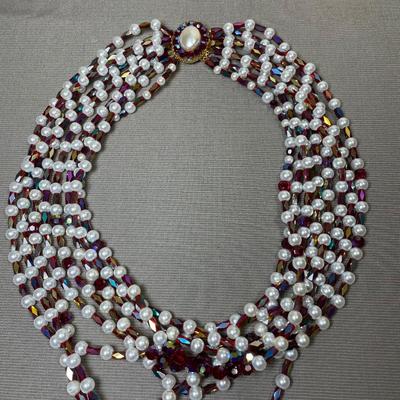 Vintage Richelieu Red glass beaded Necklace