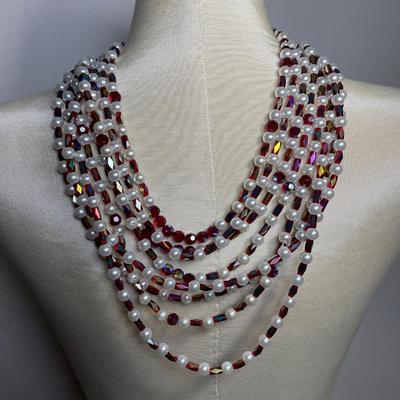 Vintage Richelieu Red glass beaded Necklace