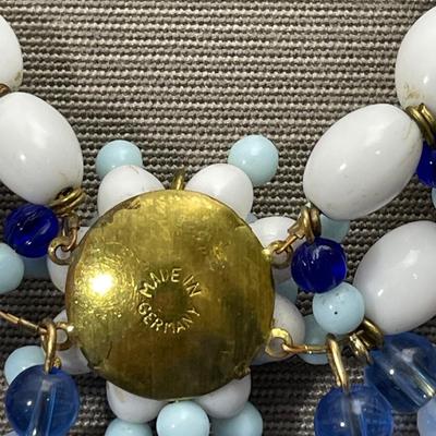 Vintage Signed Milk Glass Statement Necklace