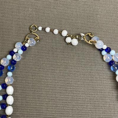 Vintage Signed Milk Glass Statement Necklace