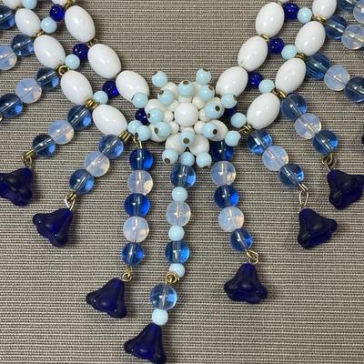 Vintage Signed Milk Glass Statement Necklace