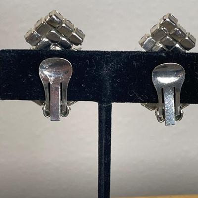 Vintage Blue Rhinestone Earrings