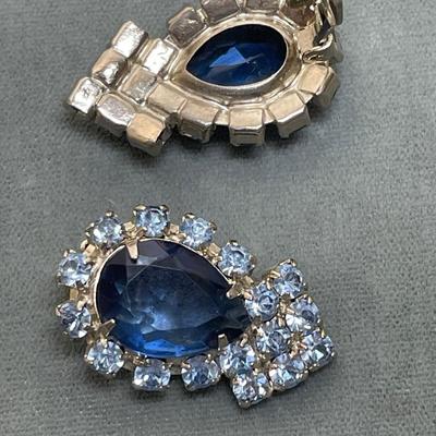 Vintage Blue Rhinestone Earrings