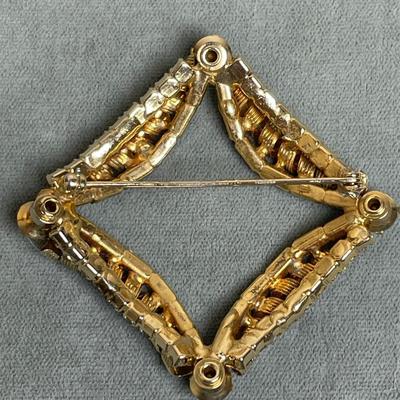 Vintage Red Rhinestone Brooch