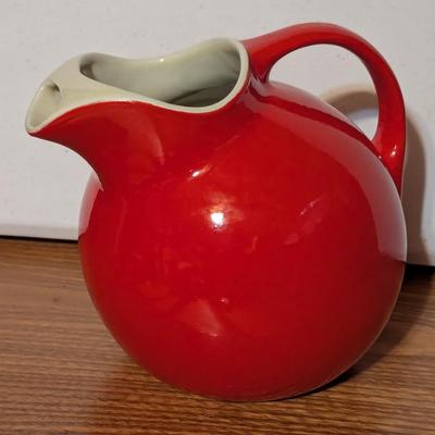 Vintage 1950's Kitchen Red Hall Pottery Tilted Ball Jug
