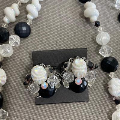 Vintage Beaded Necklace and Earrings Set