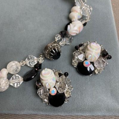 Vintage Beaded Necklace and Earrings Set