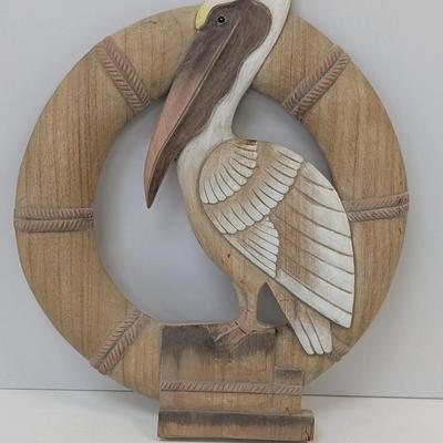 Pelican Hand Crafted Wood Art Wall Hanging