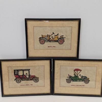 Sale Photo Thumbnail #762: Vintage Needlework Cross Stitch Cars