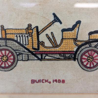 Vintage Needlework Cross Stitch Cars