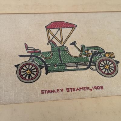 Vintage Needlework Cross Stitch Cars