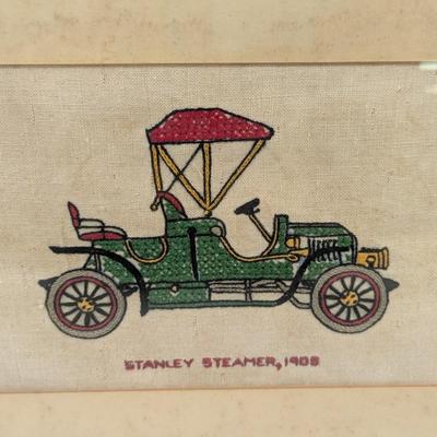 Vintage Needlework Cross Stitch Cars