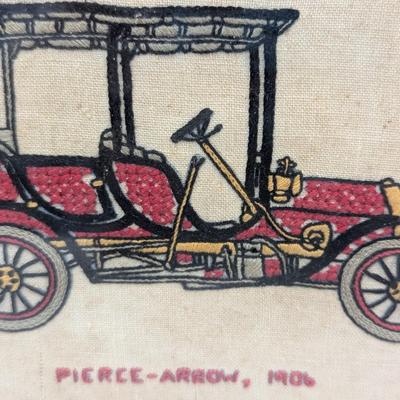 Vintage Needlework Cross Stitch Cars