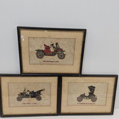 Vintage Needlework Cross Stitch Cars