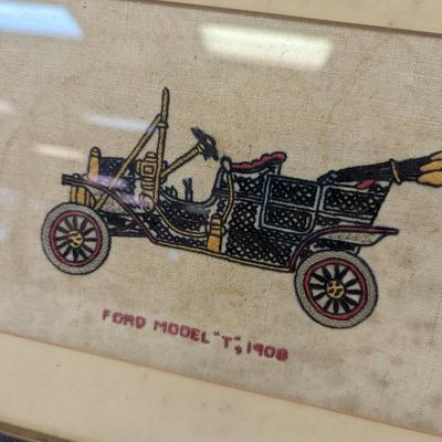 Vintage Needlework Cross Stitch Cars