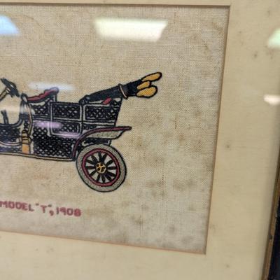 Vintage Needlework Cross Stitch Cars