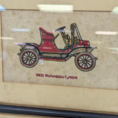 Vintage Needlework Cross Stitch Cars