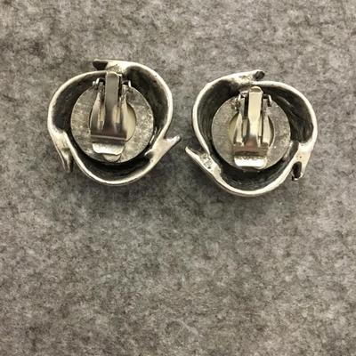 Large vintage Silver-tone clip on earrings