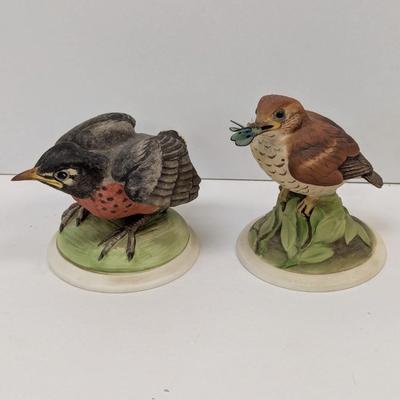 Vintage Boehm Baby Robin & Baby Wood Thrush Porcelain Figurines #437 & #444